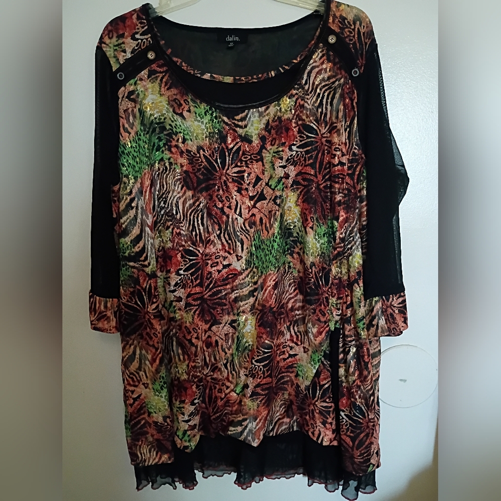 Daylin Women's Animal Print Blouse Sz 1X